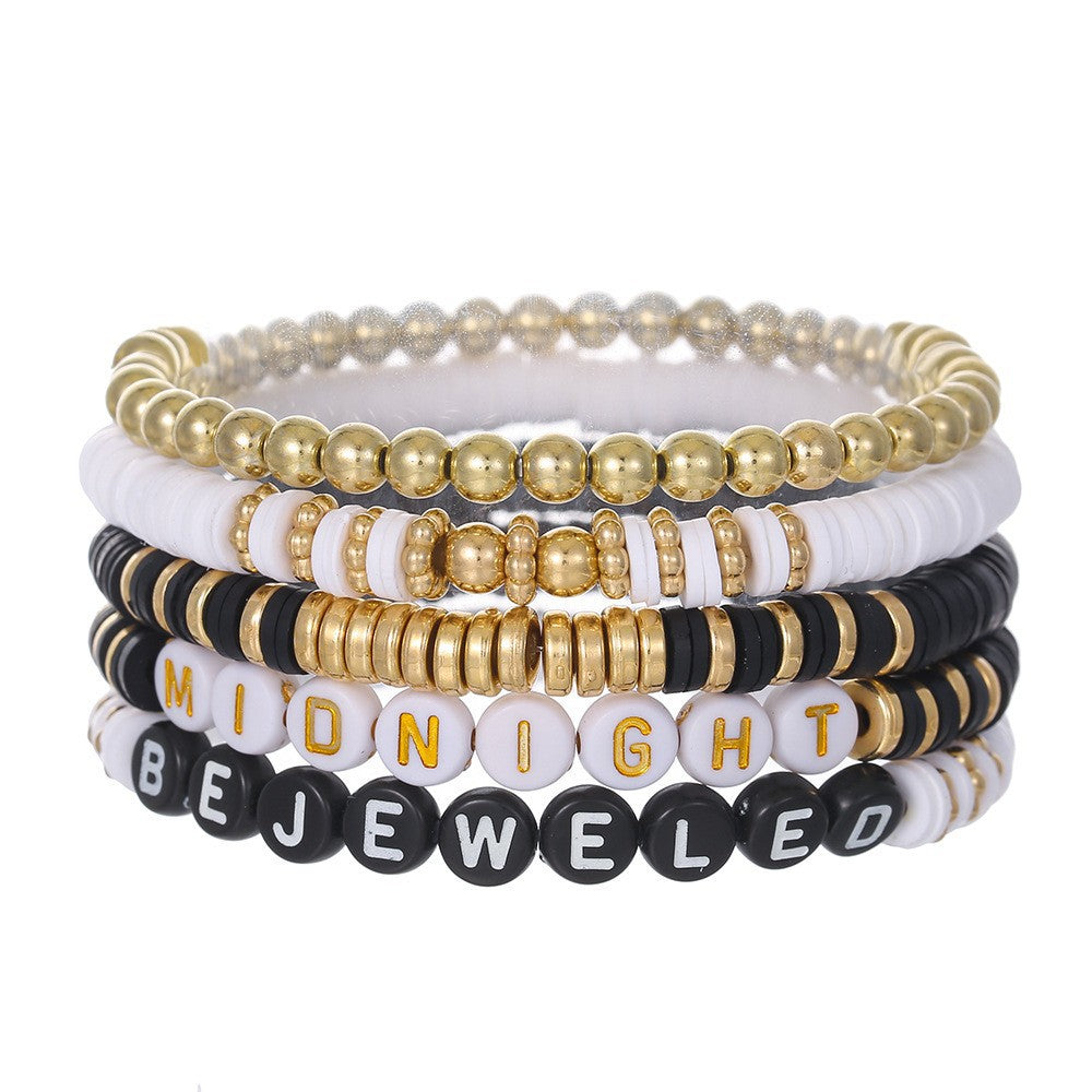 Rainbow Letter Heart Pearl Bracelet