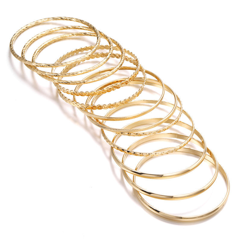 Bohemian Multi-Layer Plated Alloy Bracelet Set for Women