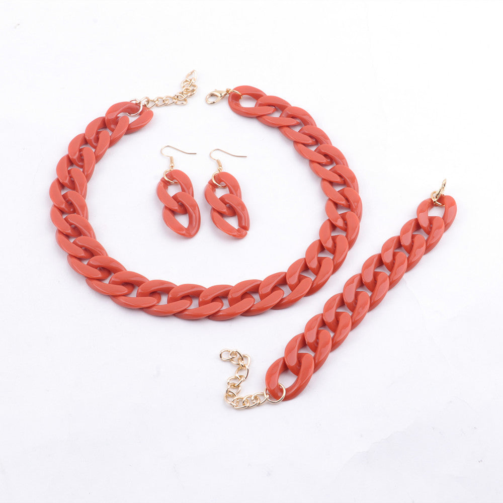 Minimalist Sweet Geometric Acrylic Pendant Necklace Set for Women