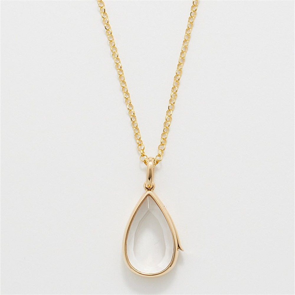 Cute Heart Teardrop Geometric Brass Plated Pendant Necklace for Women