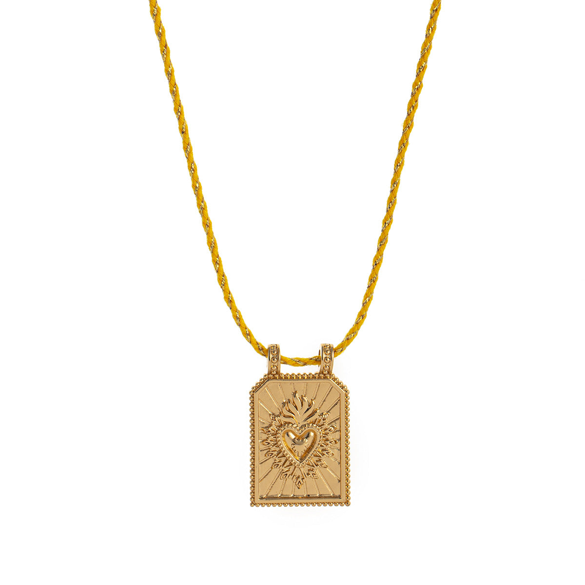 Collana pendente minimalista a forma di cuore in rame placcato oro su cordino colorato da donna