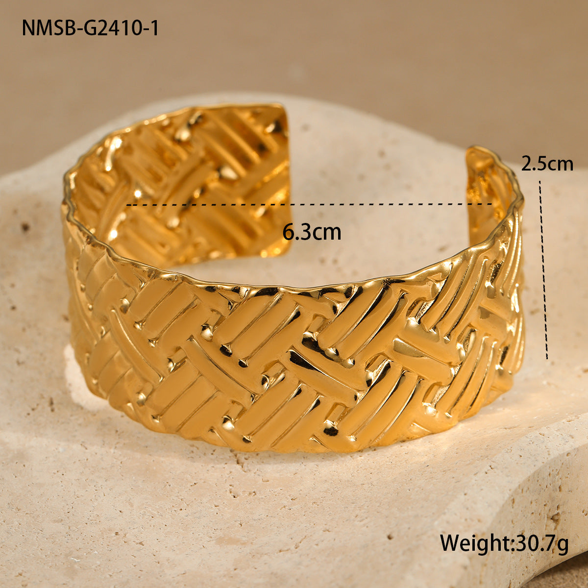 Pulsera de Acero Inoxidable Geométrica Minimalista para Mujer con Baño de Oro de 18K, Diseño de Cuadros, Estilo de Oficina a la Moda