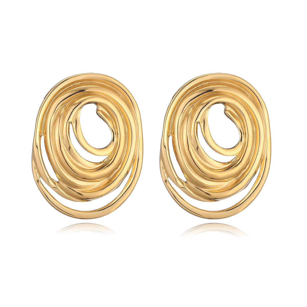 Geometric Stainless Steel Stud Earrings for Women with Gold Plating, Fashionable and Unique Irregular Design