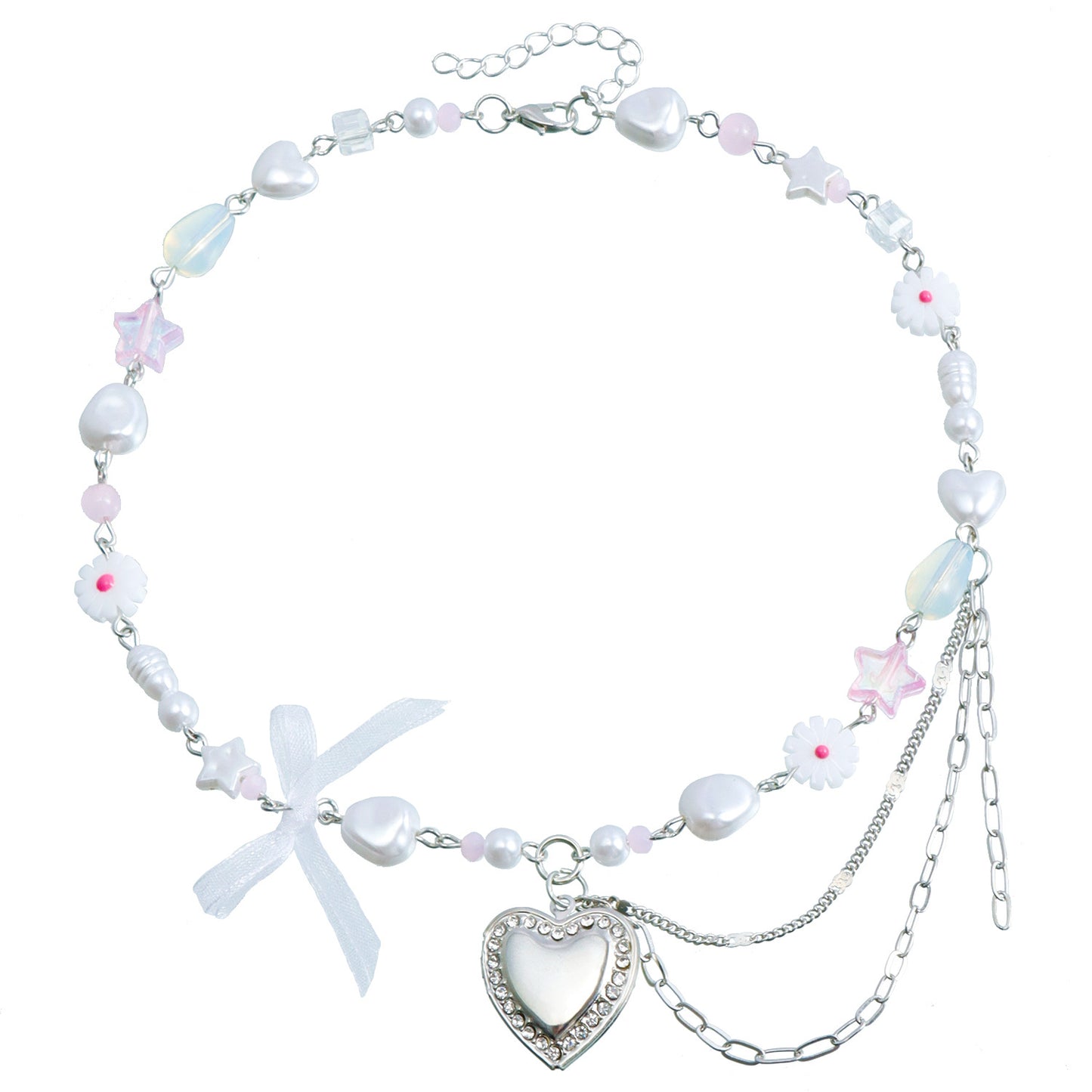 Sweet Forest-Inspired Heart Pendant Necklace in Alloy with Plated Finish for Women