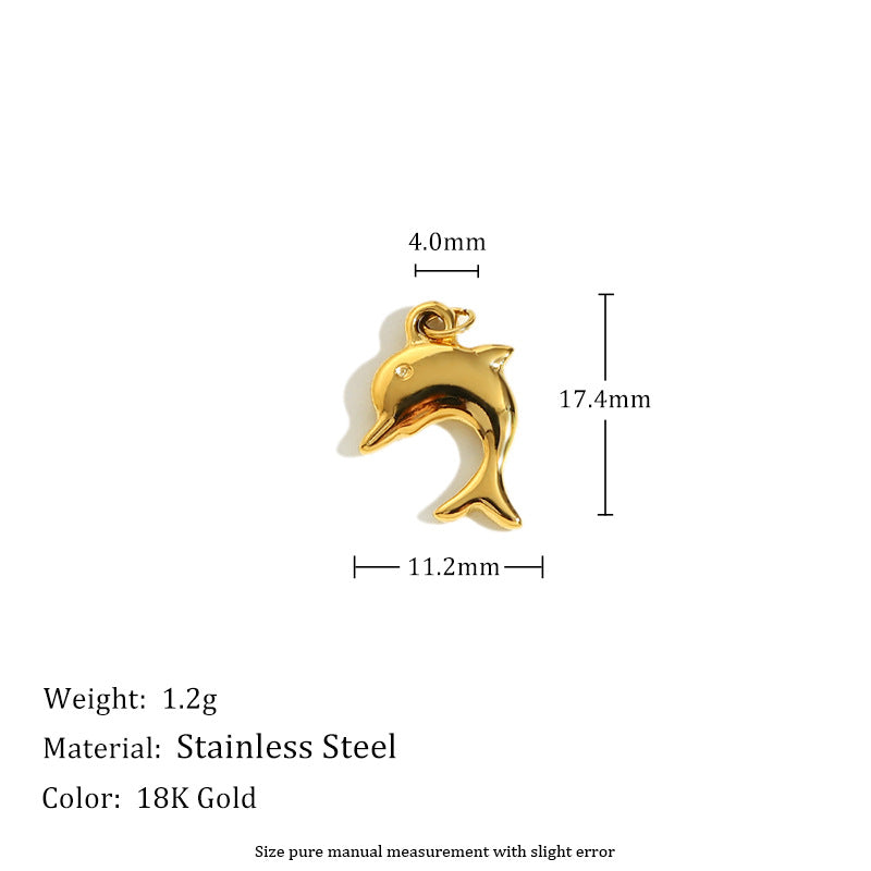 18K Gold Plated Stainless Steel Heart Charm Bar for Women