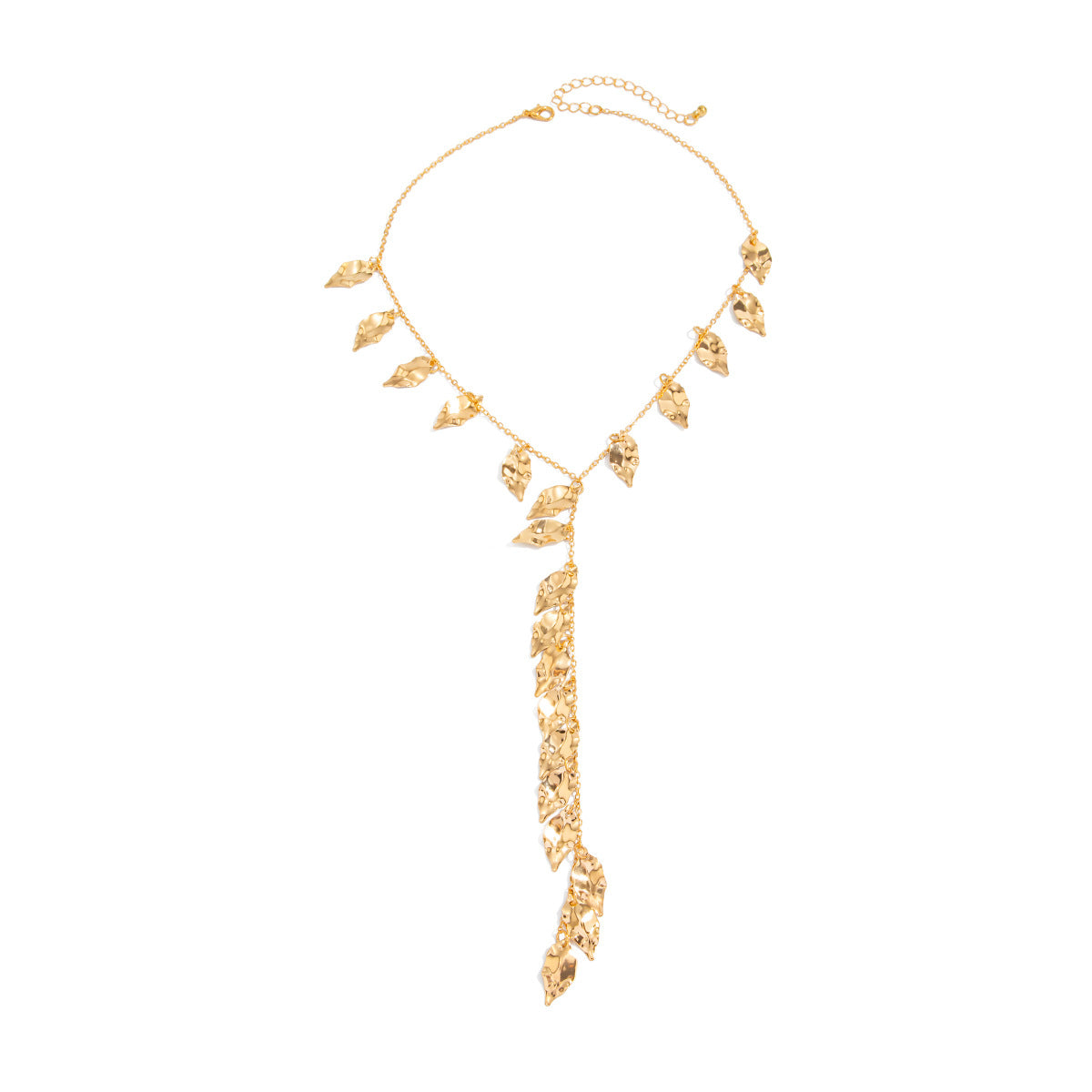 Minimalist Leaf Shape Brass Plated Pendant Necklace for Women
