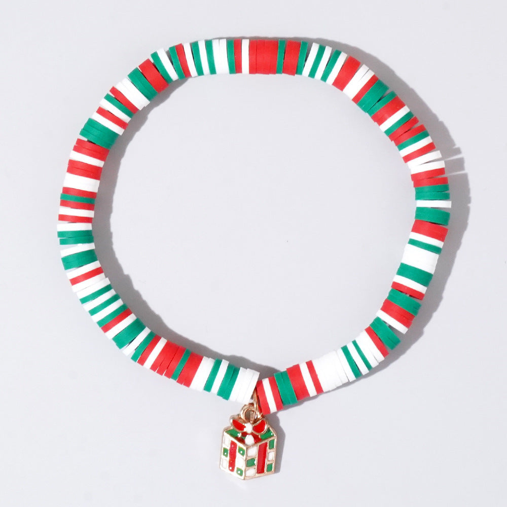 Sweet Handmade Resin Letter Geometric Beaded Bracelet Set Christmas Gift