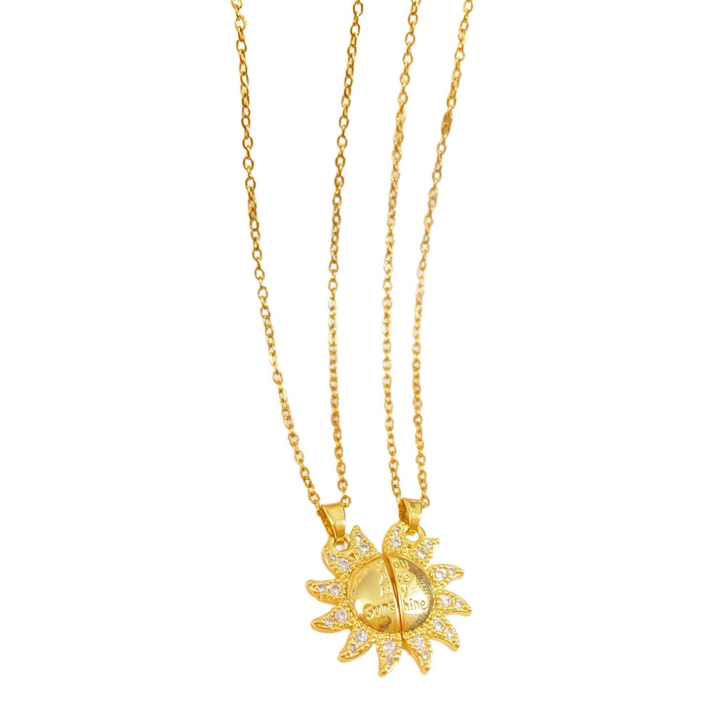 Layered Sun Titanium Steel Plated Double Chain Magnetic Necklace for Unisex