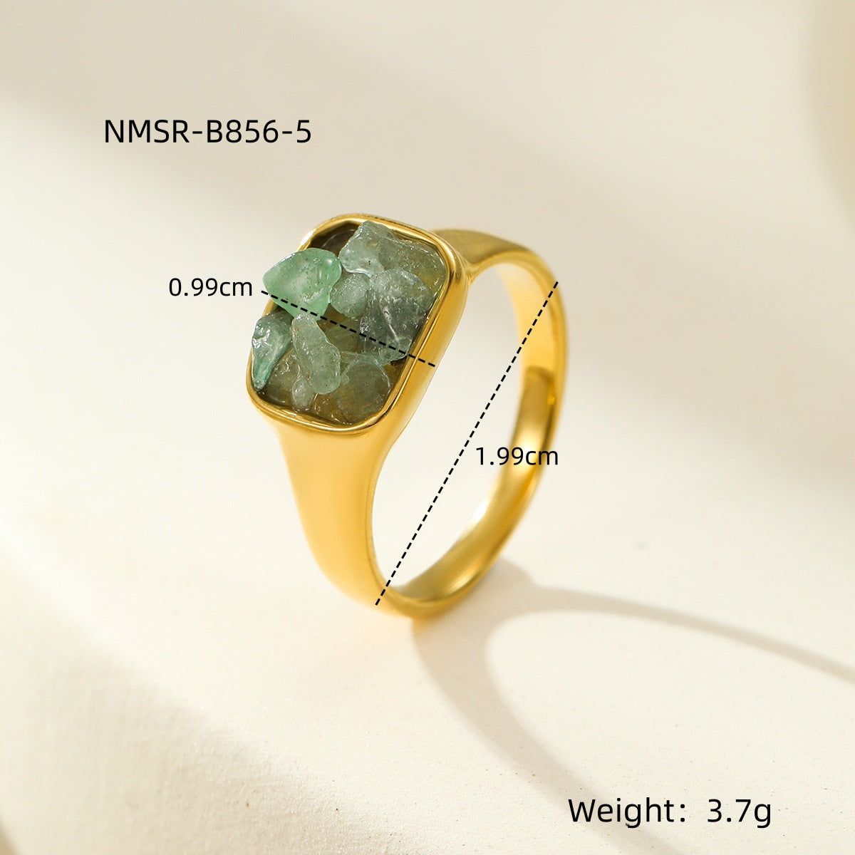 Anello Quadrato in Acciaio Inossidabile Stile Francese Vintage con Intarsio in Pietra Naturale, Ipoallergenico e Resistente allo Sbiadimento per Donna
