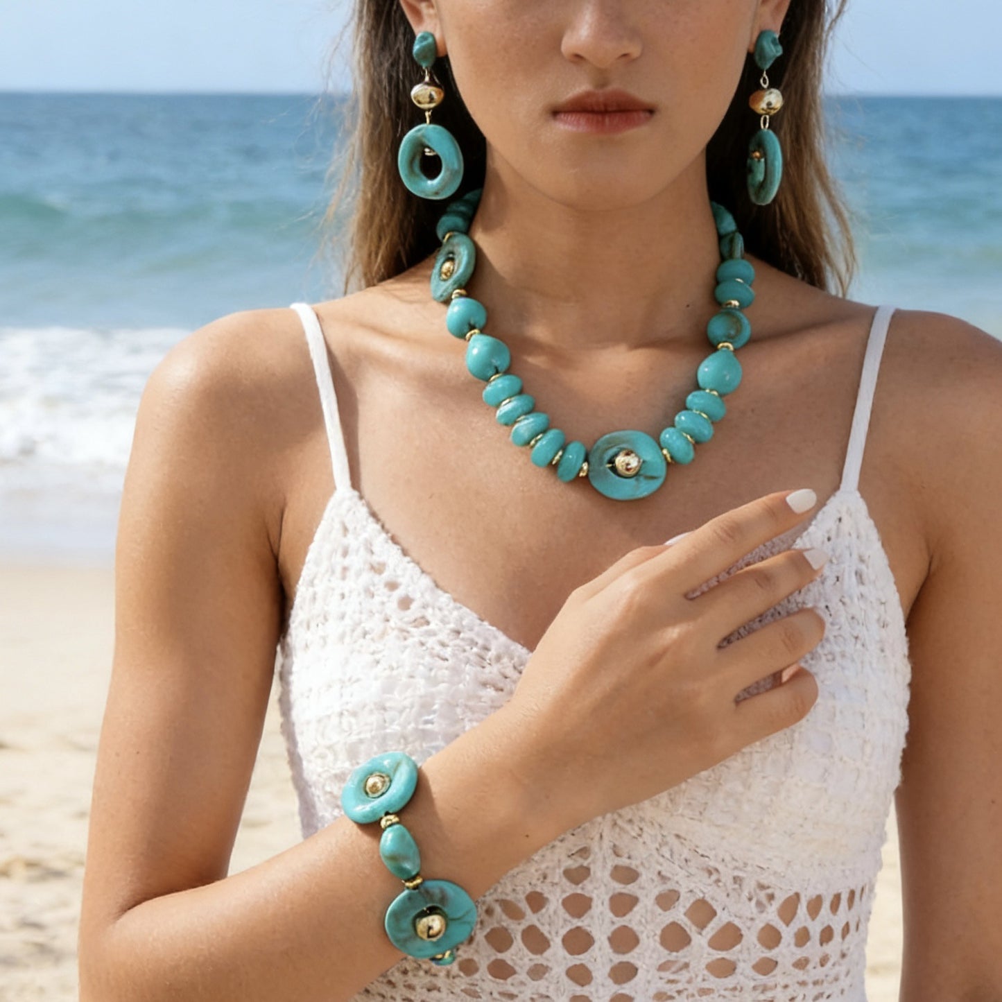 Vintage Bohemian Round Geometric Acrylic Beaded Necklace for Women