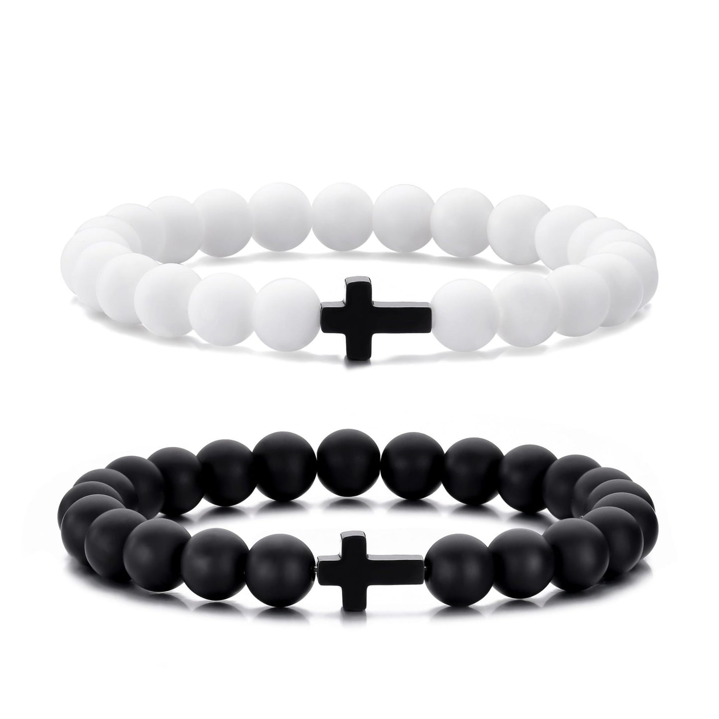 Men's Matte Agate Cross Bracelet