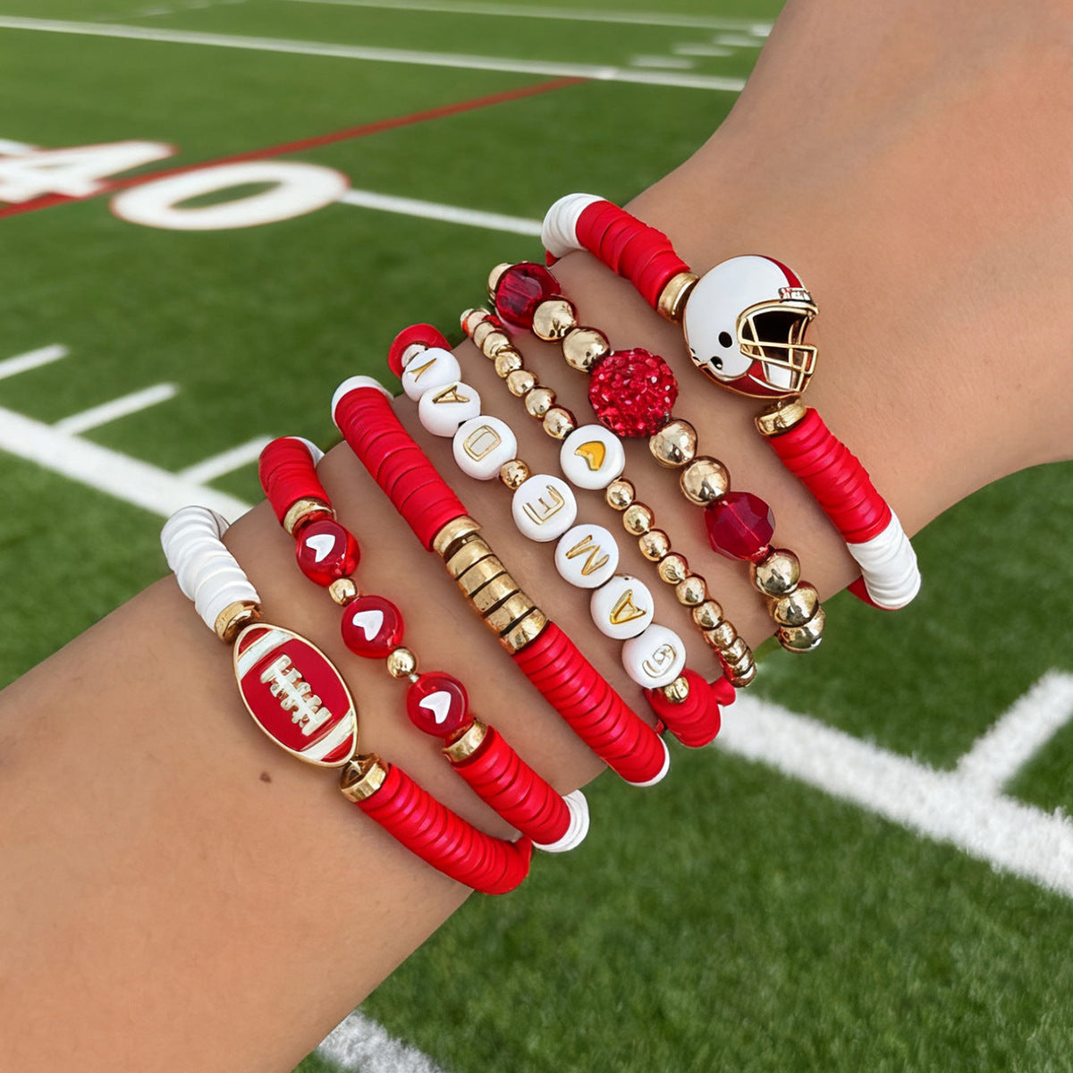 Irregular Resin Beaded Crystal Bracelet with Letter Charms for Women