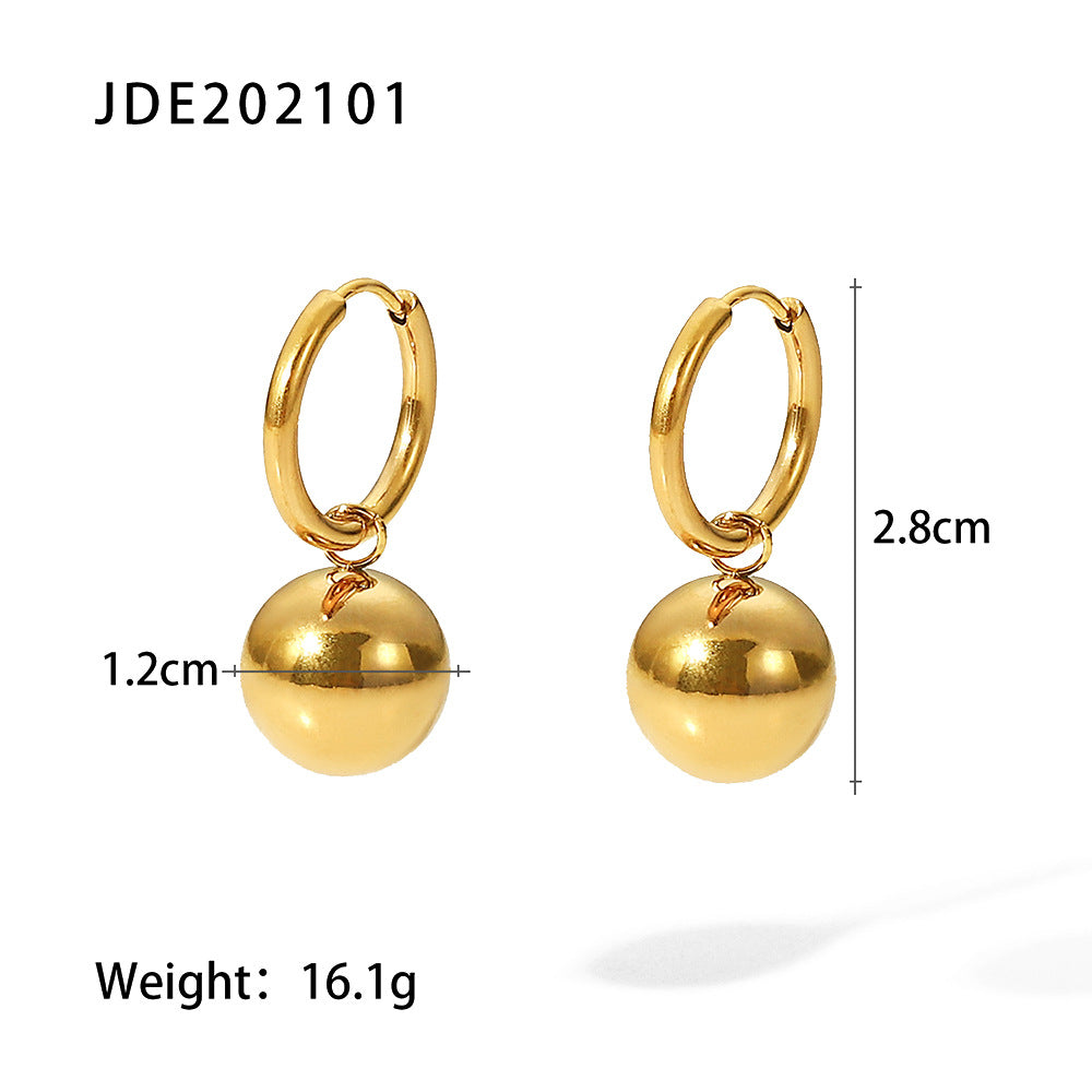 Sweet Geometric Round Plated Stainless Steel Earrings
