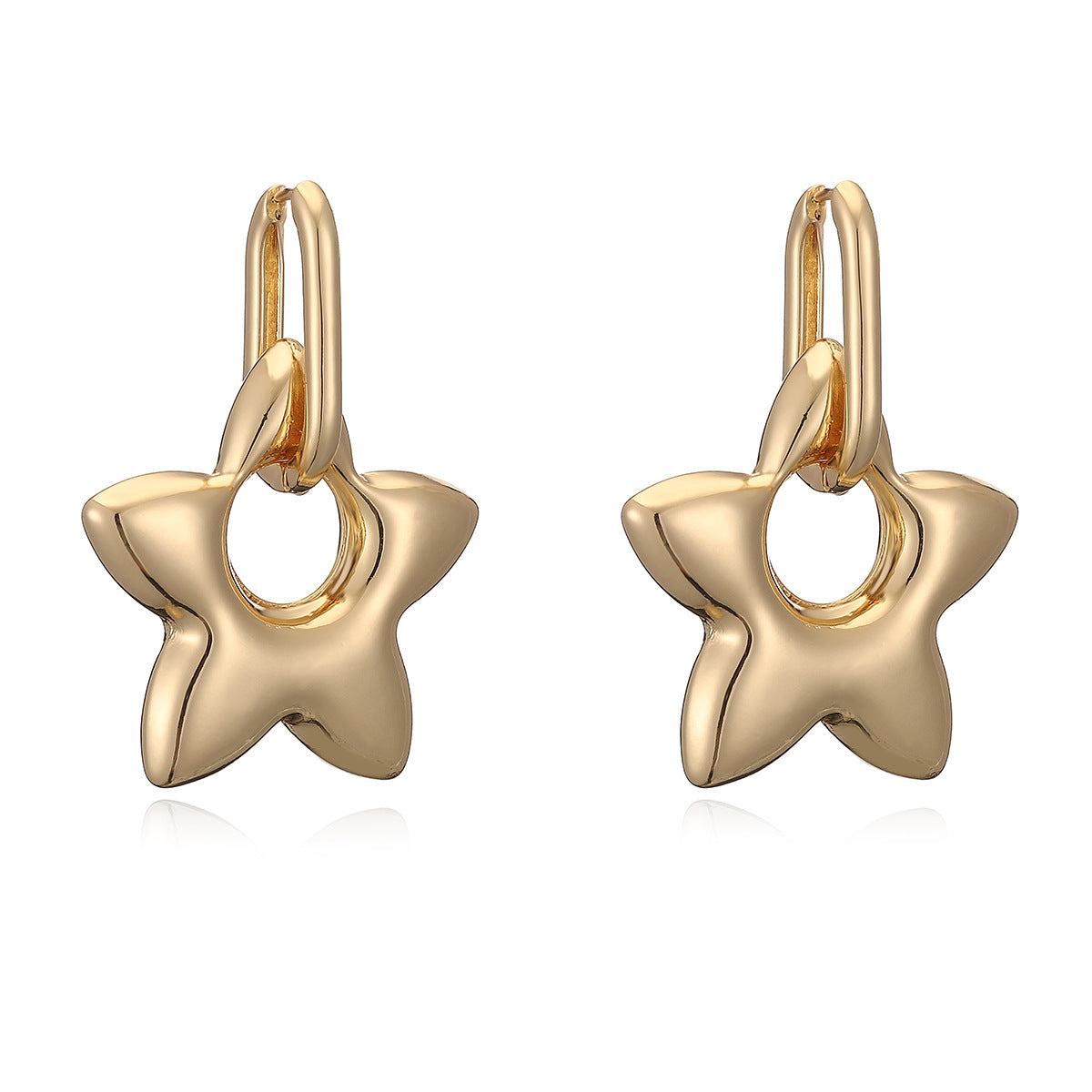 Minimalist Gold Plated Brass Star Earrings for Women