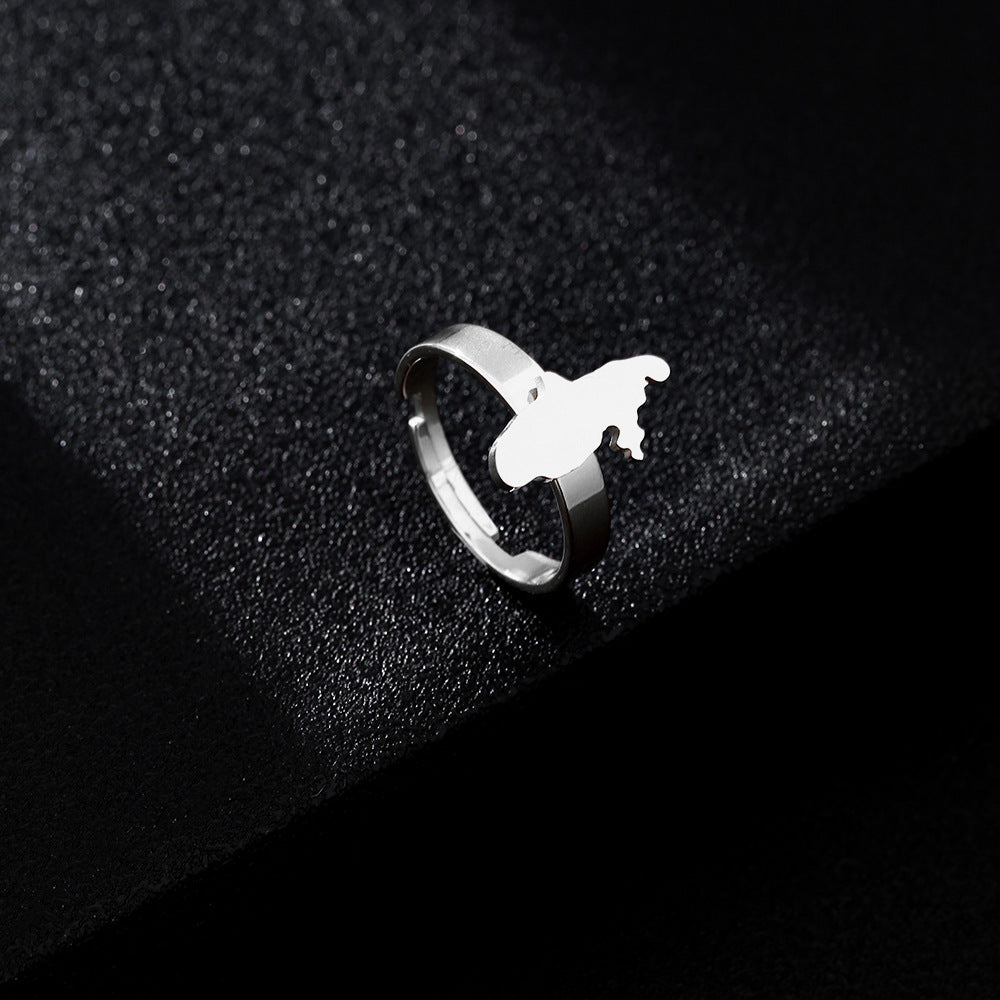 Anillo Unisex de Acero Inoxidable con Diseño Étnico Geométrico y Acabado Bañado