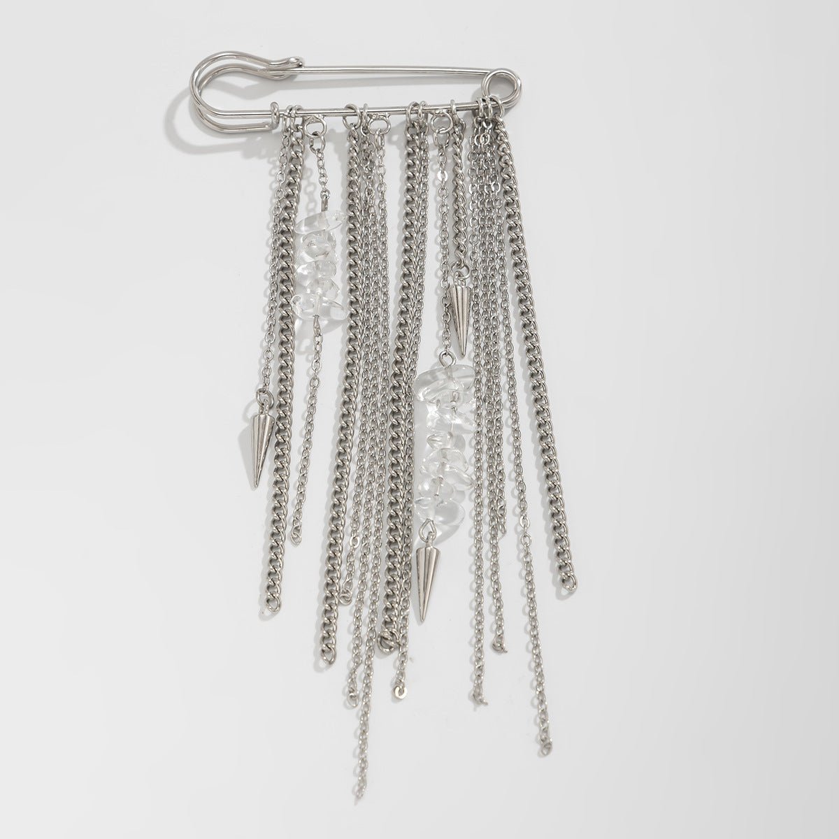 Minimalist Elegant Star Plated Iron Brooch with Tassel Chain for Women