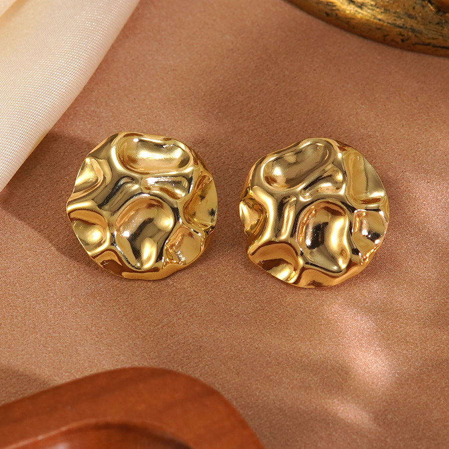 Vintage Geometric Round Plated Stainless Steel Earrings
