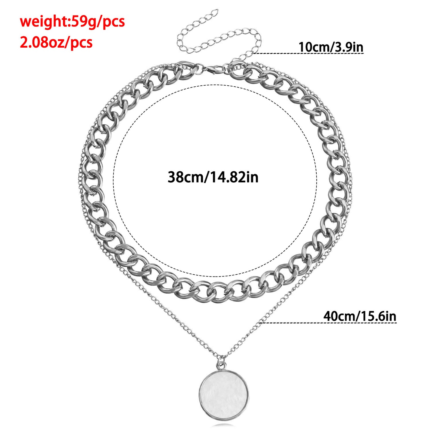 Minimalist Geometric Round Mother-of-Pearl Pendant Necklace for Women with Alloy Chain and Electroplated Finish