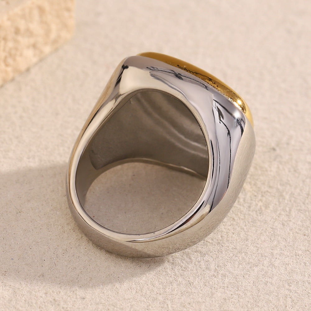 Anello Geometrico Minimalista in Acciaio Inossidabile con Placcatura in Oro 18K da Donna