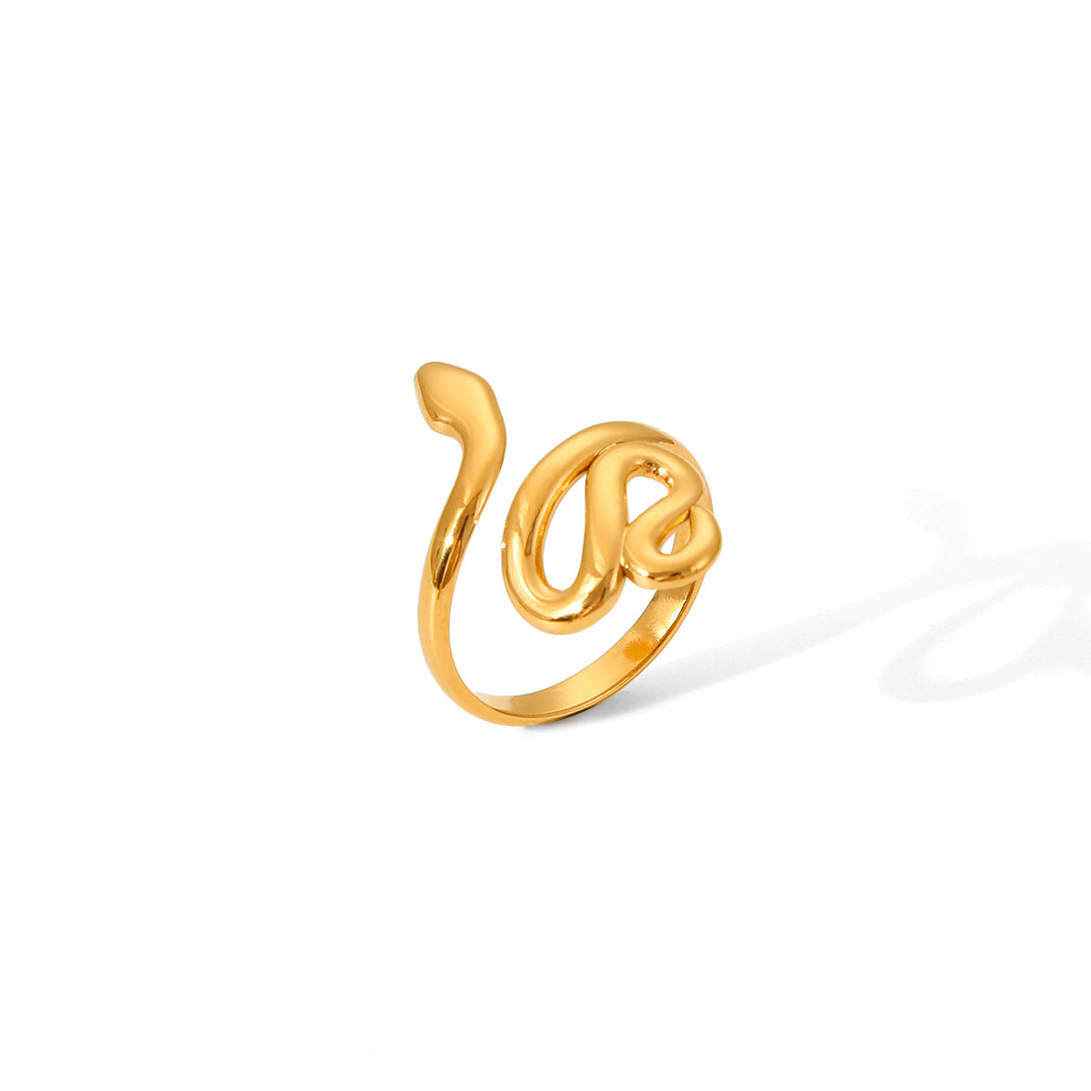 Ins Style Snake Shape Titanium Steel Plated Ring for Women Geometric Animal Design Fashionable Unisex Accessory