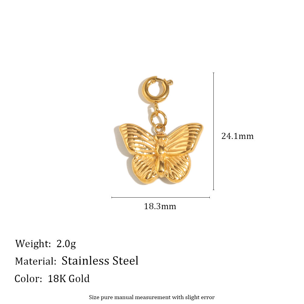 18K Gold Plated Stainless Steel Animal Charm Bar Pendant