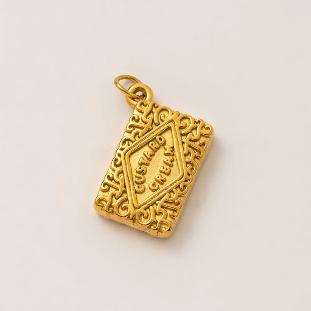 Colgante de barra con diseño de llave de acero inoxidable bañado en oro de 18 quilates de estilo vintage para mujer