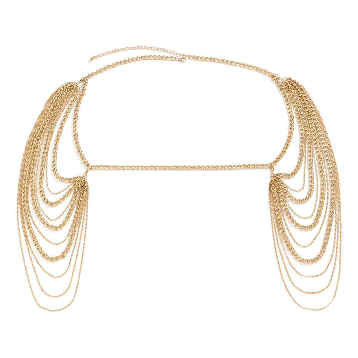 Gargantilla Metálica Geométrica Vintage de Múltiples Capas con Borlas para Mujer con Acabado Chapado