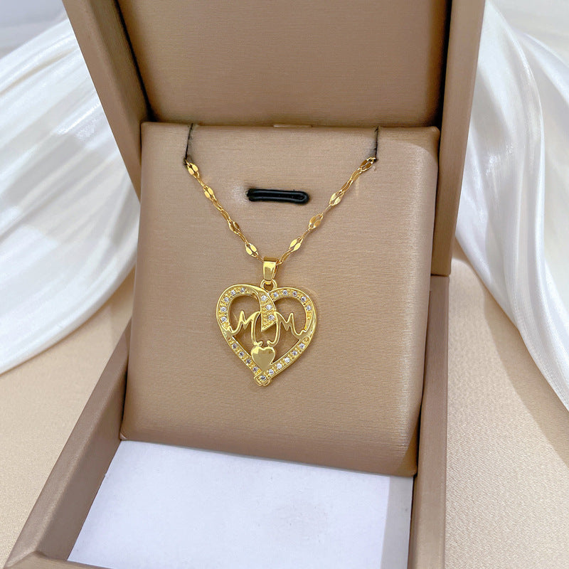 Collar Minimalista de Acero de Titanio con Forma de Corazón y Detalles de Circonita Cúbica para Mujeres y Hombres, Delicada Cadena a la Clavícula