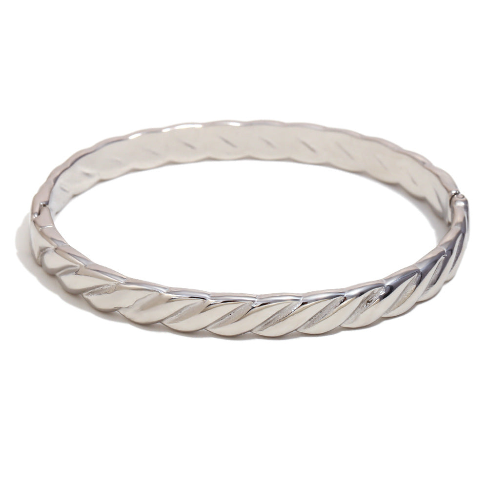 Bracciale Elegante a Strisce da Donna in Acciaio Inossidabile Placcato Oro 18K Minimalista