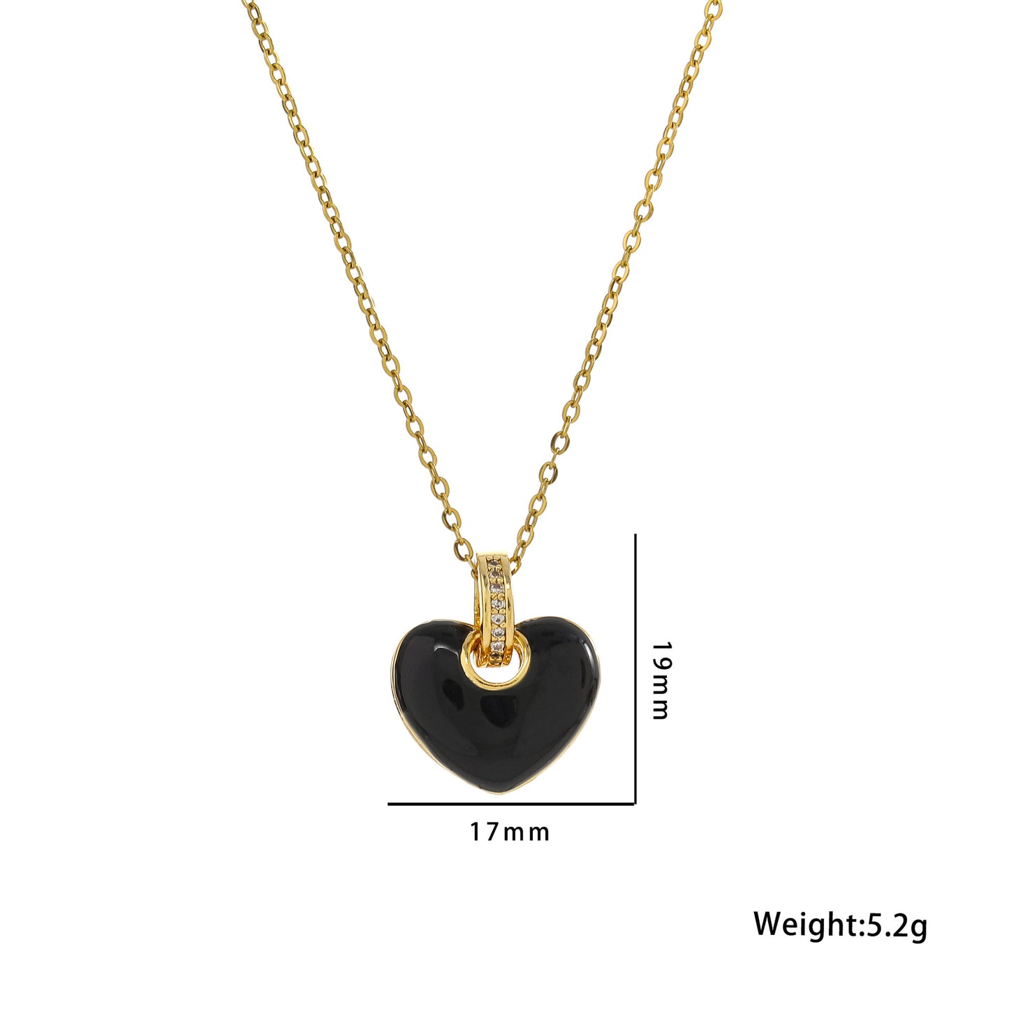 Minimalist Heart-Shaped Enamel Pendant Necklace for Women in Titanium Steel with Plated Finish and O-Chain