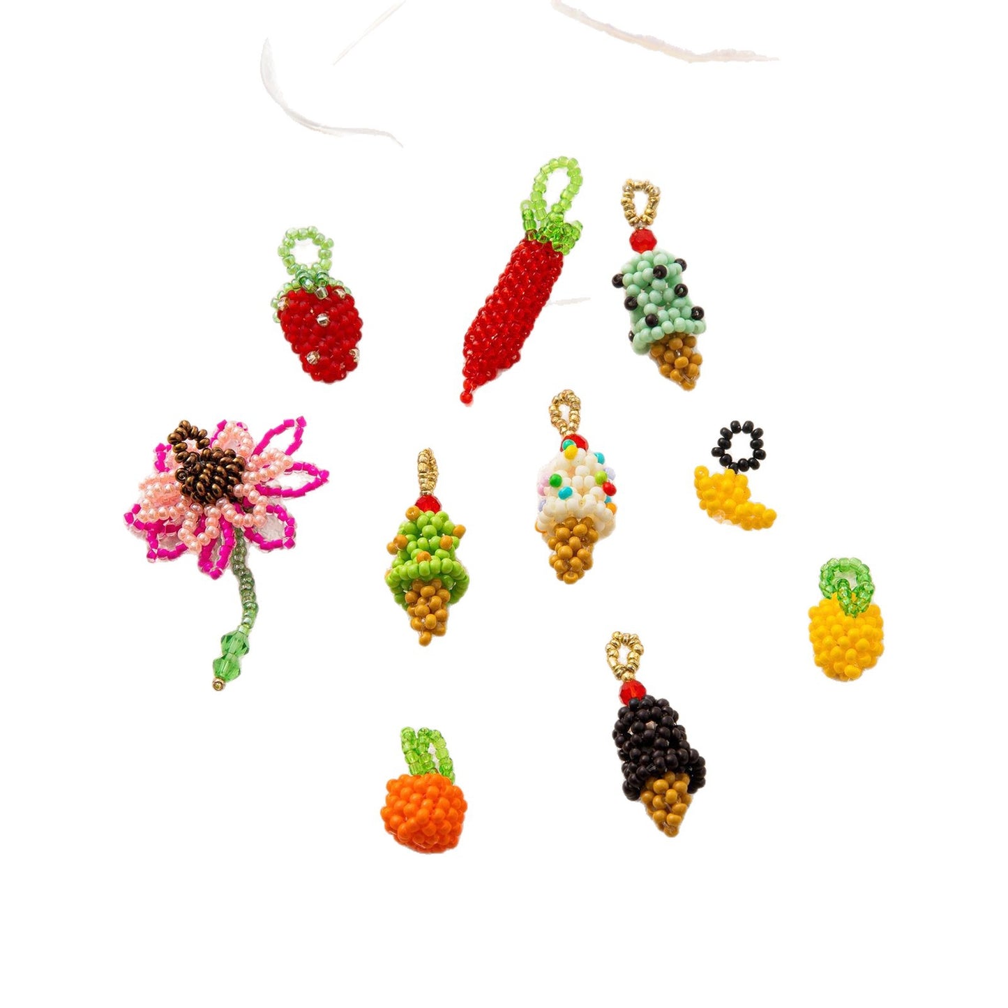 Sweet Handmade Woven Fruit Floral Acrylic Charm Bar Pendant
