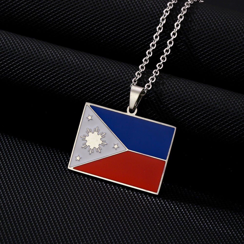 Collar con colgante de acero inoxidable geométrico étnico vintage con dije de acero de titanio y acabado chapado en cadena tipo O para unisex
