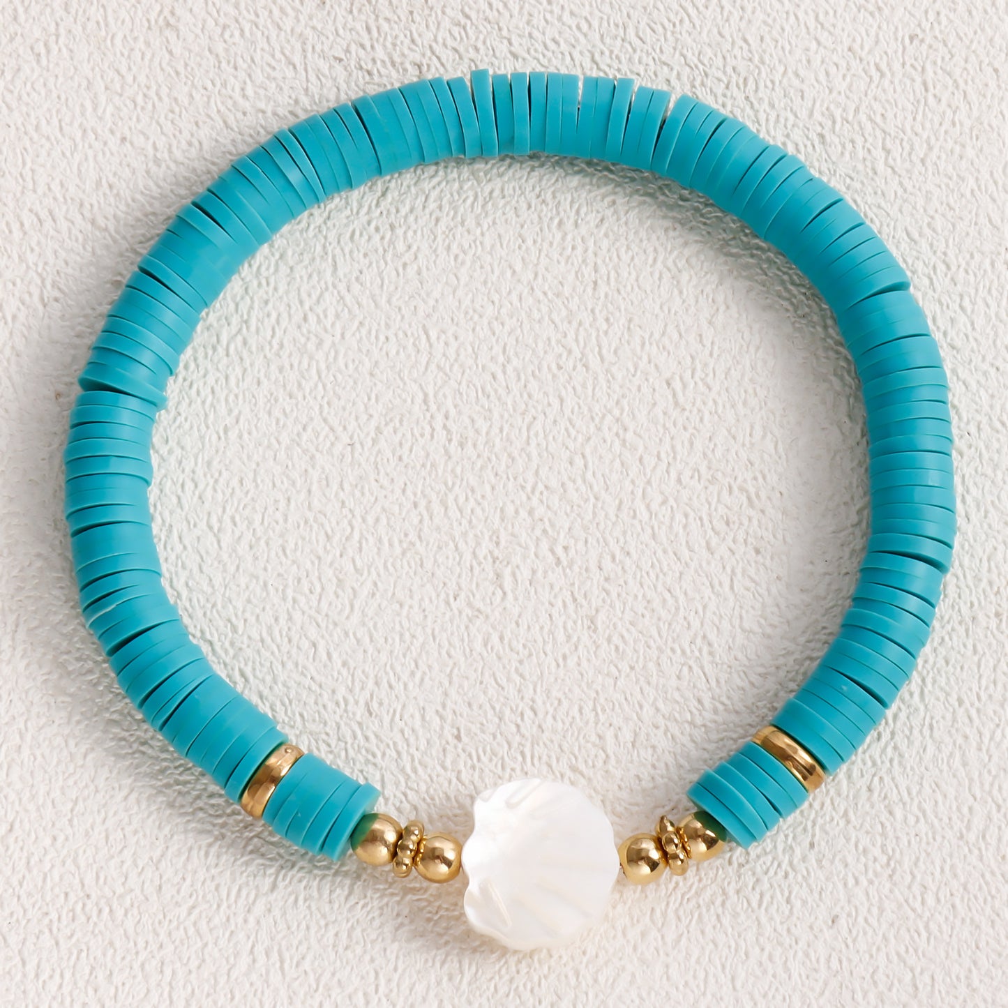 Minimalist Geometric Polymer Clay Heart Mother-of-Pearl Bracelet for Women with Plated Finish