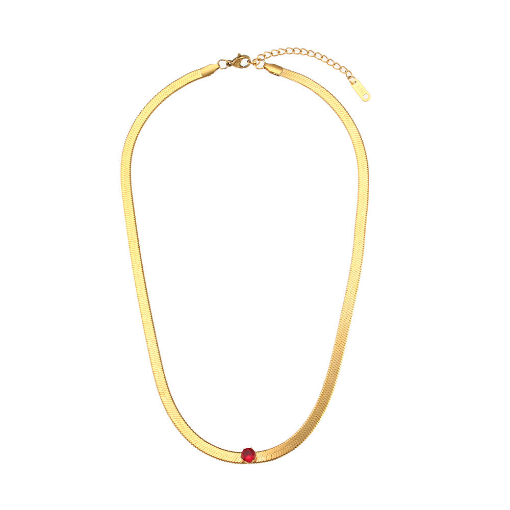 Collana con Pendente Geometrico alla Moda da Donna Acciaio Inossidabile Placcato Oro 18K con Zirconi Micro-Incastonati