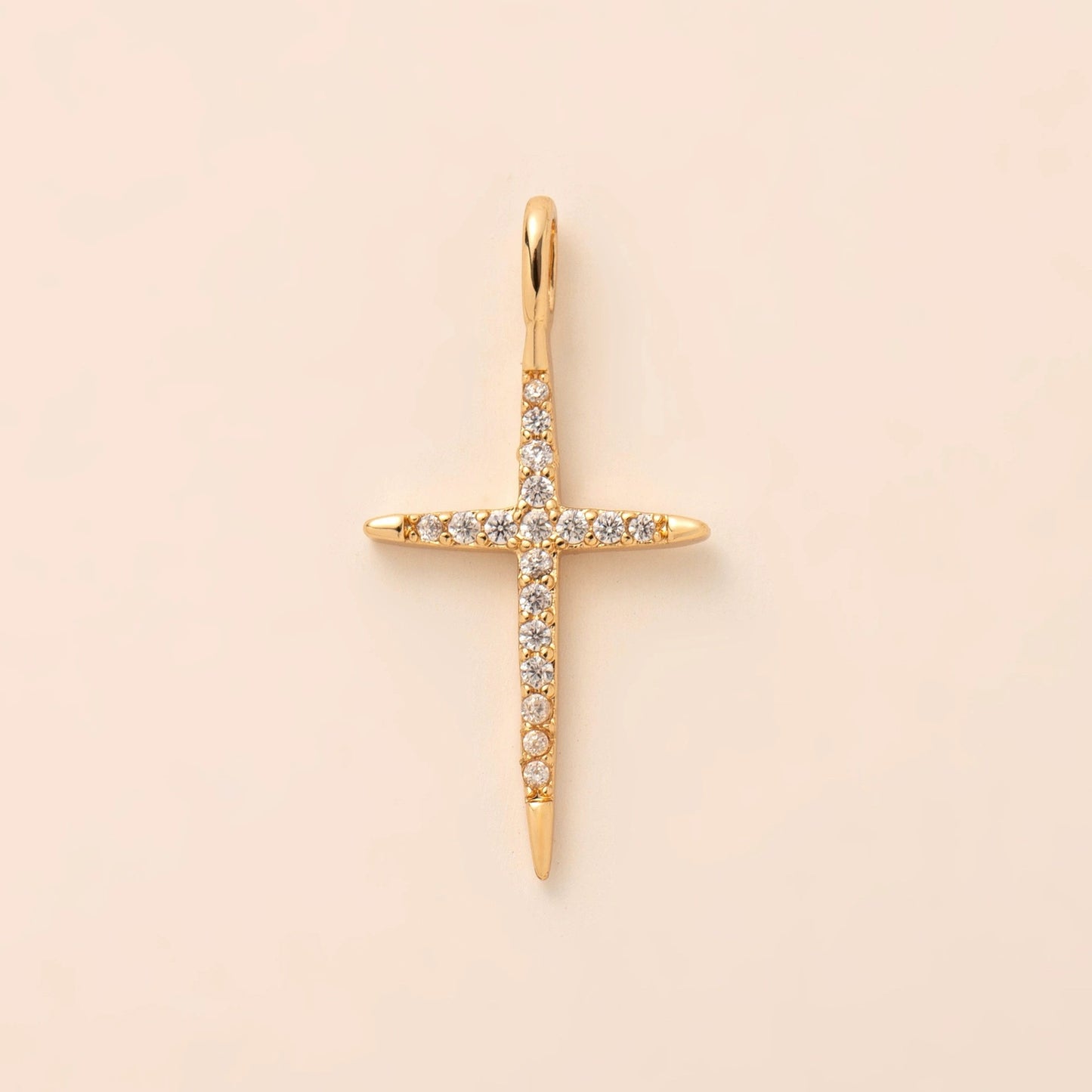 Vintage 18K Gold Plated Brass Cross Star Moon Charm Bar for Shoes DIY Accessories