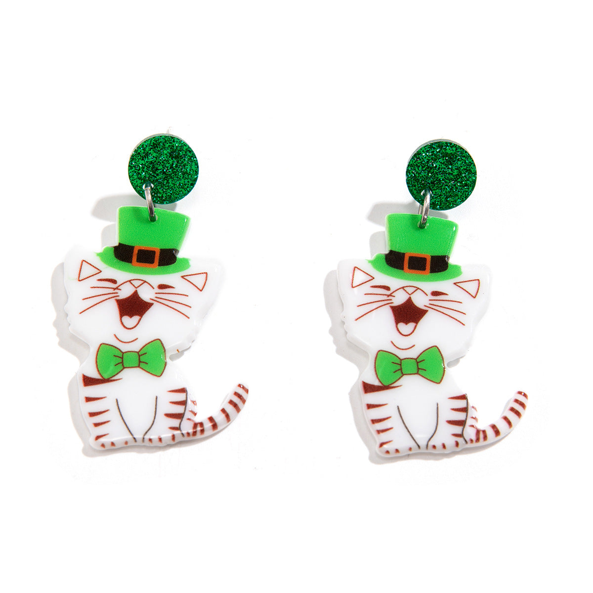 Street Style Geometric Acrylic Cat Ear Earrings with Tassel Accents for Women