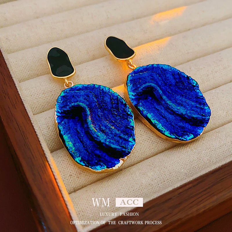 Vintage-Style Irregular Geometric Earrings with Gold-Plated Alloy Base and Stainless Steel Posts for Women