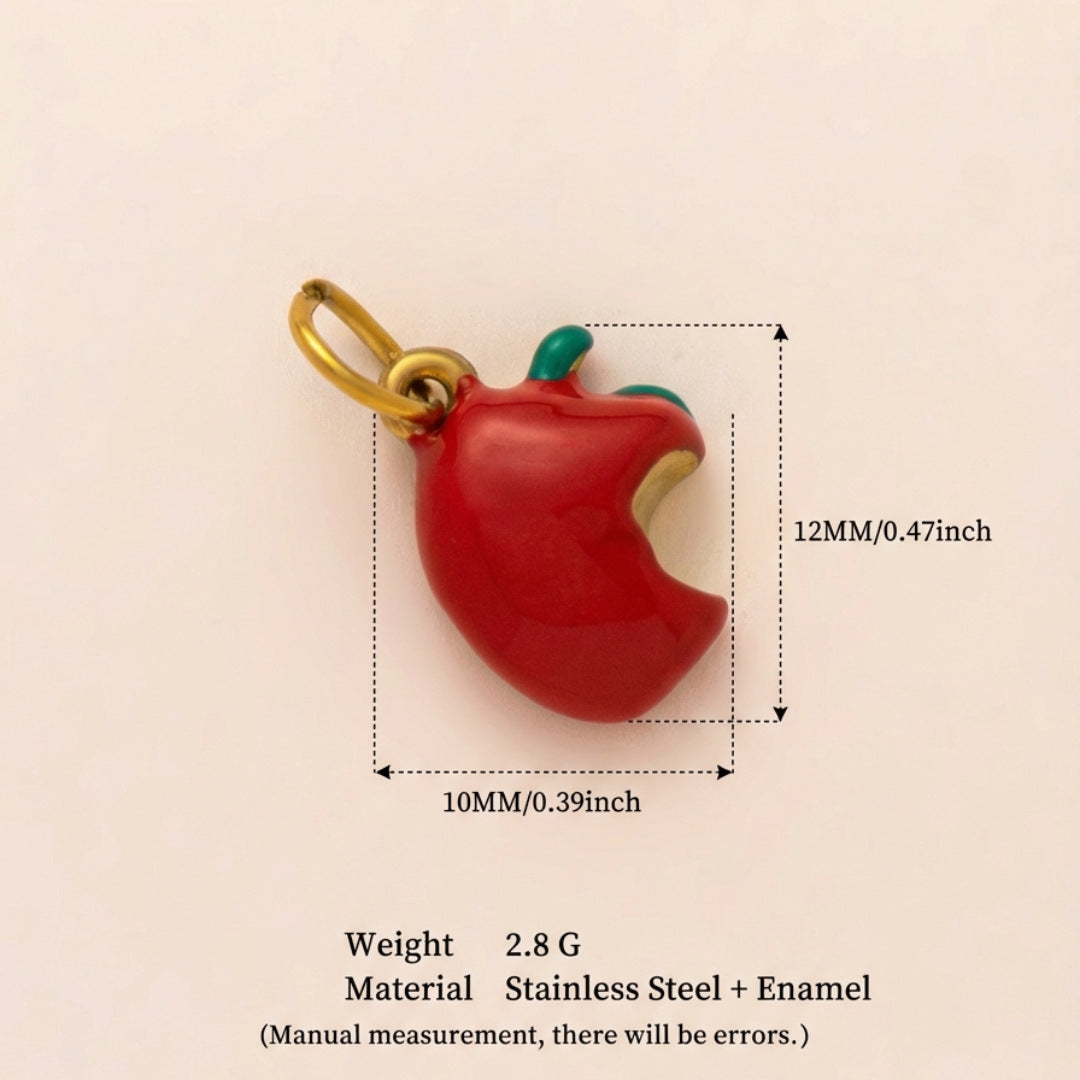 Vintage 18K Gold Plated Stainless Steel Apple Lemon Charm Bar PVD
