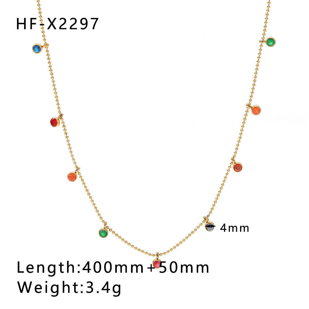 Collar minimalista de acero inoxidable con chapa de oro de 18 quilates, diseño de cola de pez, corazón, bambú y letra circonia para mujer