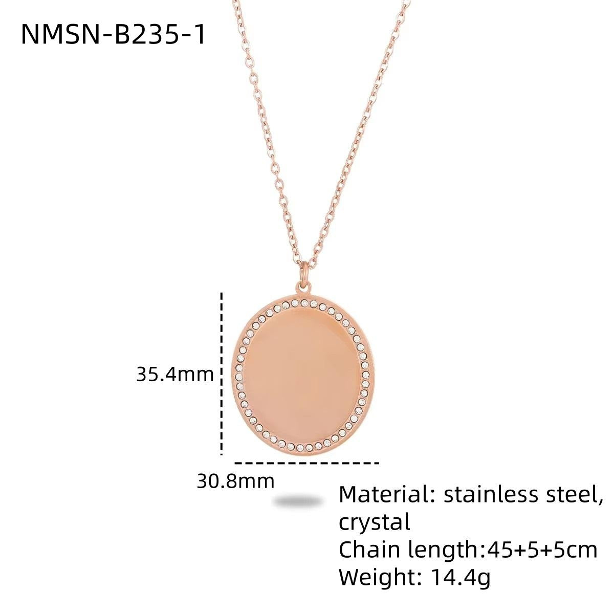 Collana da donna minimalista ovale in acciaio inossidabile con intarsio di zirconi e placcatura in oro, lunghezza regolabile, gioielli con pendente geometrico