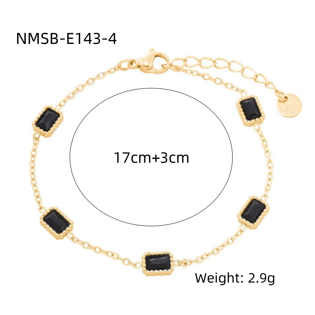 Bracciale da donna in acciaio al titanio placcato oro 18K con strass colorati a forma geometrica, alla moda