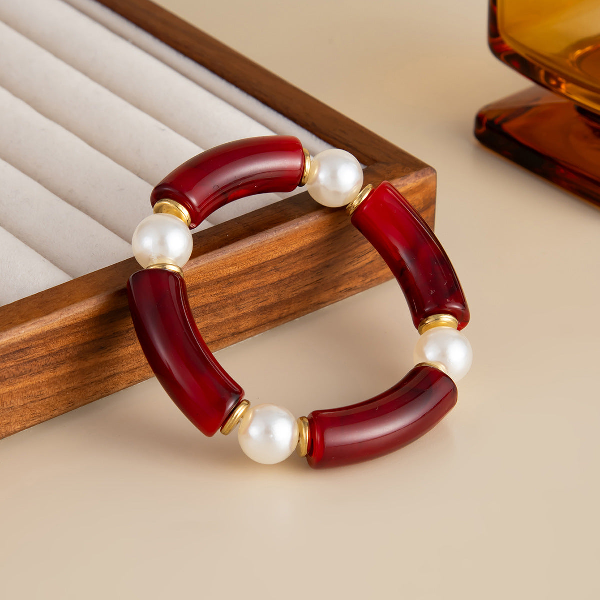 Vintage Gradient Resin Oval Geometric Bracelet