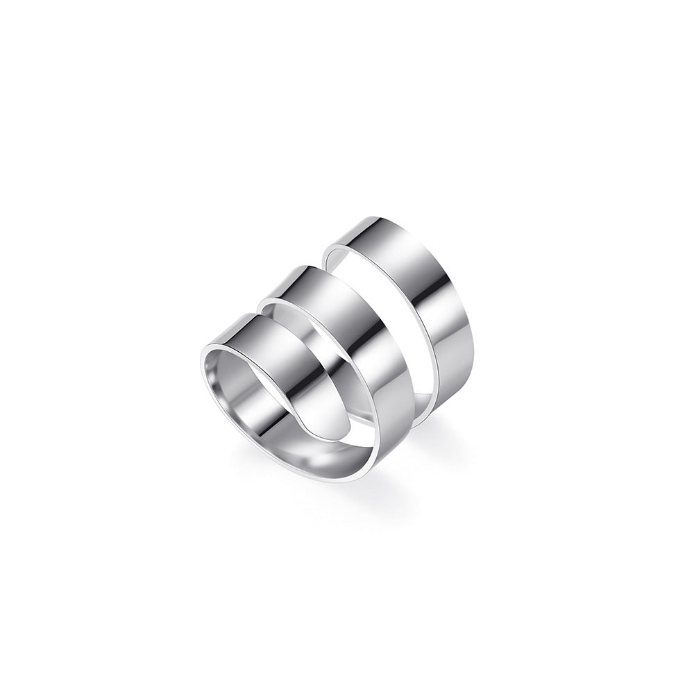 Anillo de acero inoxidable con espiral geométrica y acabado chapado para hombre, joya minimalista y elegante de banda de acero de titanio