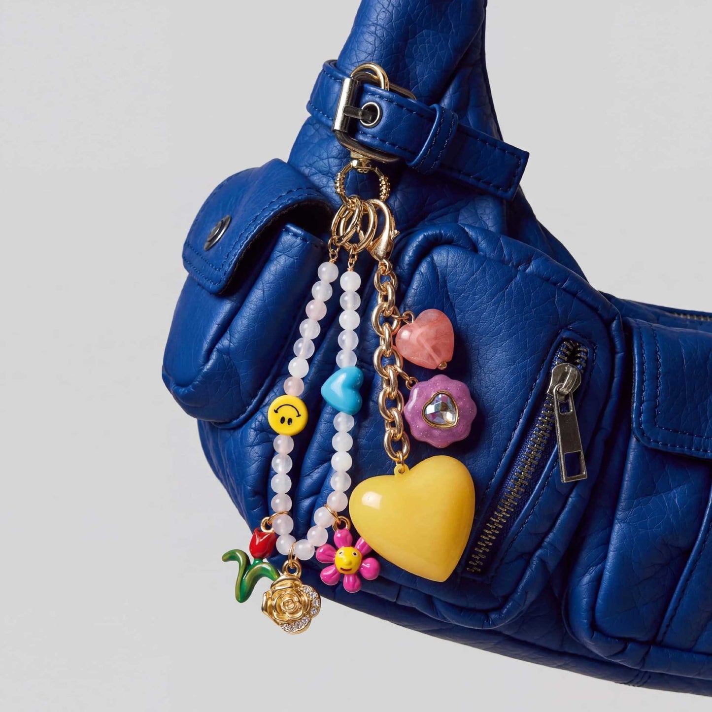 Sweet Colorful Acrylic Food Shape Bag Chain Charm Keychain with Fruit Pattern