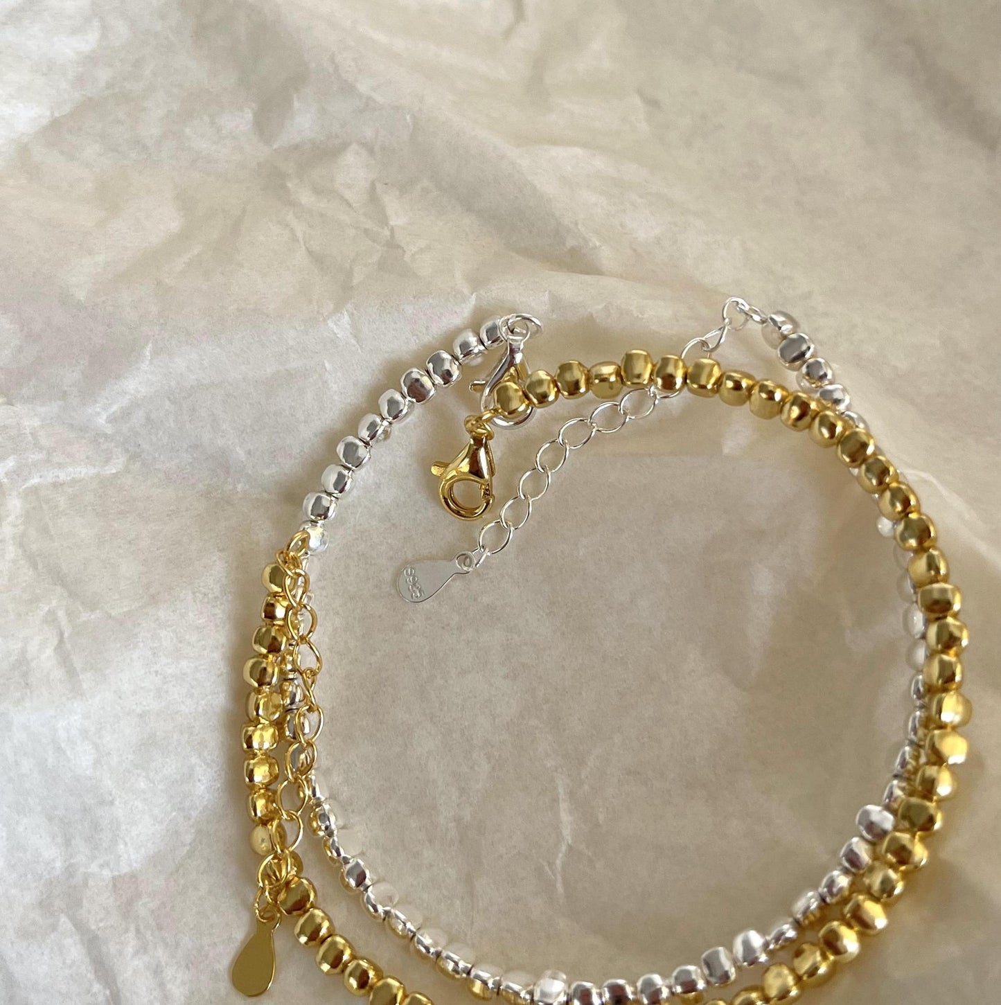 Pulsera geométrica minimalista de plata de ley 925