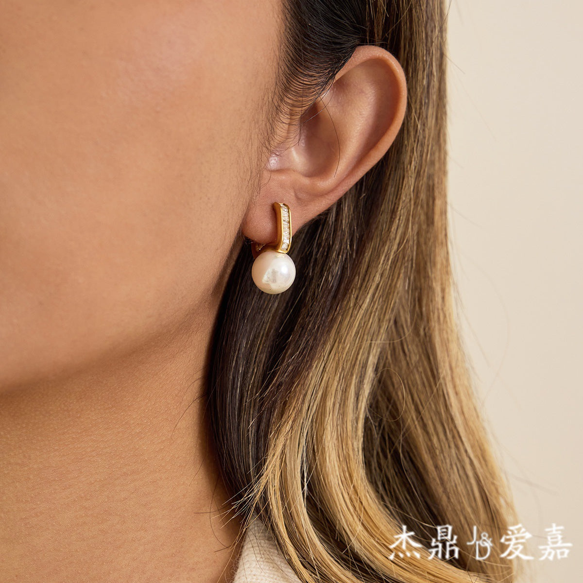 Geometric Stainless Steel Resin Pearl Earrings Plated
