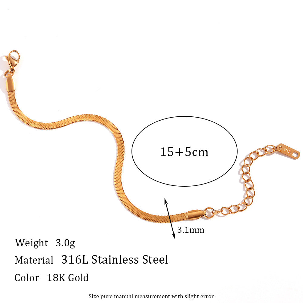 Minimalist Geometric Titanium Steel Plated 18K Gold Blade Chain Anklet Waist Chain Bracelet Necklace for Women