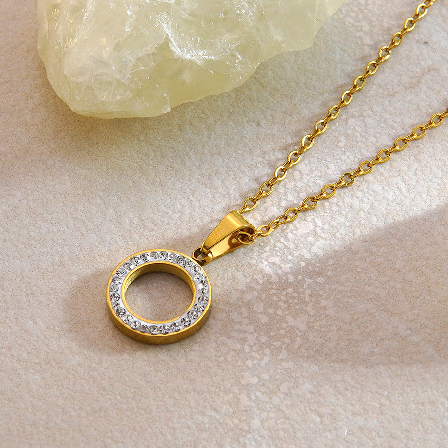Parure di gioielli da donna con collana, orecchini e bracciale in acciaio inossidabile placcato, zirconi cubici a taglio geometrico, con catena a maglie.