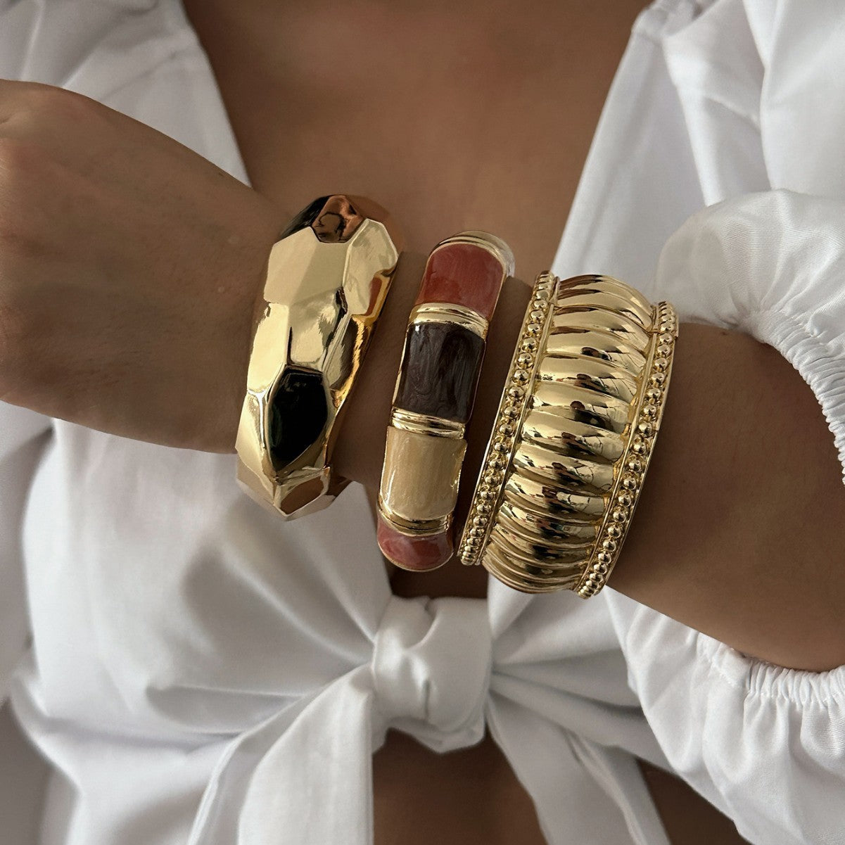 Vintage Geometric Enamel Plated Alloy Cuff Bracelet