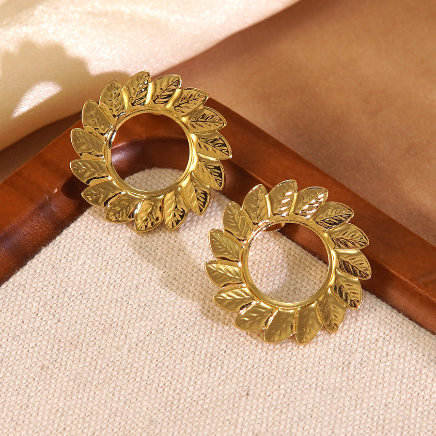 Vintage Elegant Geometric Floral Stainless Steel Earrings